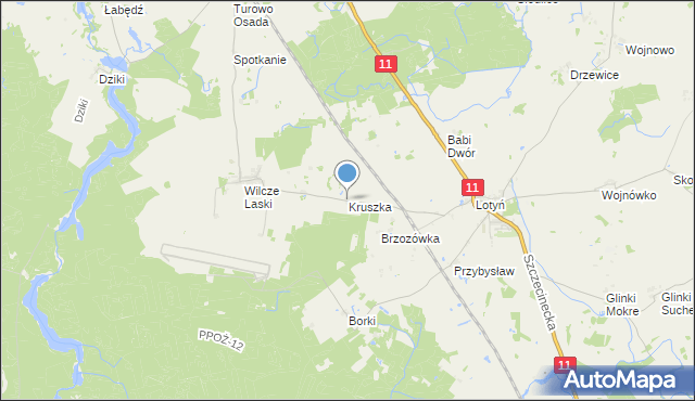 mapa Kruszka, Kruszka gmina Okonek na mapie Targeo
