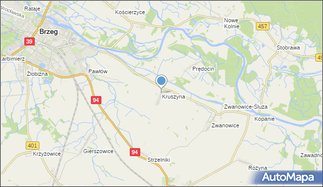 mapa Kruszyna, Kruszyna gmina Skarbimierz na mapie Targeo