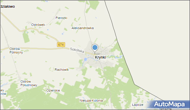 mapa Krynki, Krynki powiat sokólski na mapie Targeo