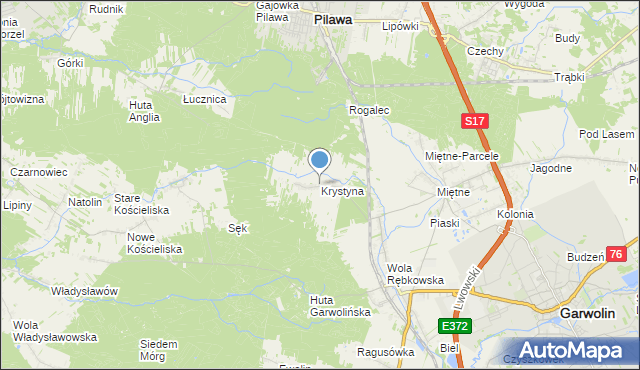mapa Krystyna, Krystyna gmina Garwolin na mapie Targeo