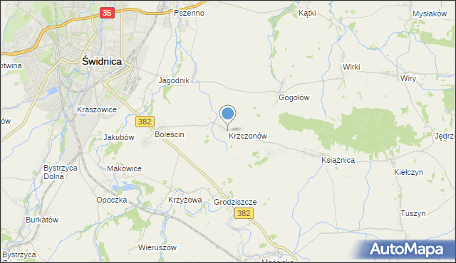 mapa Krzczonów, Krzczonów gmina Świdnica na mapie Targeo