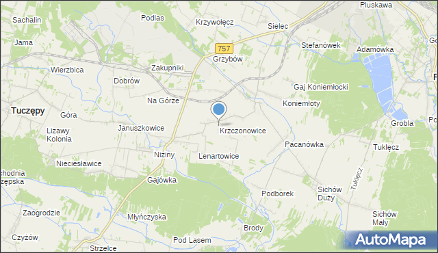 mapa Krzczonowice, Krzczonowice gmina Staszów na mapie Targeo