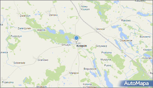 mapa Krzęcin, Krzęcin powiat choszczeński na mapie Targeo