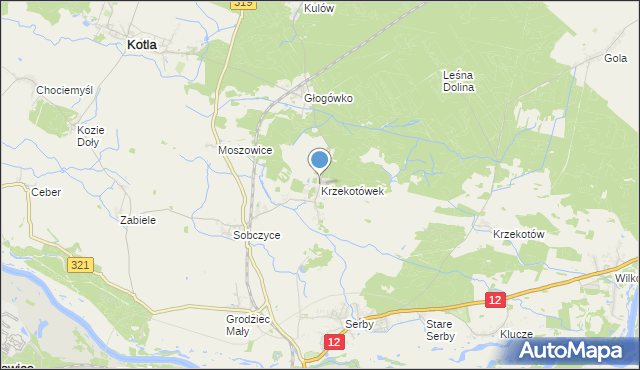 mapa Krzekotówek, Krzekotówek na mapie Targeo