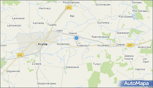 mapa Krzepiszyn, Krzepiszyn gmina Kcynia na mapie Targeo