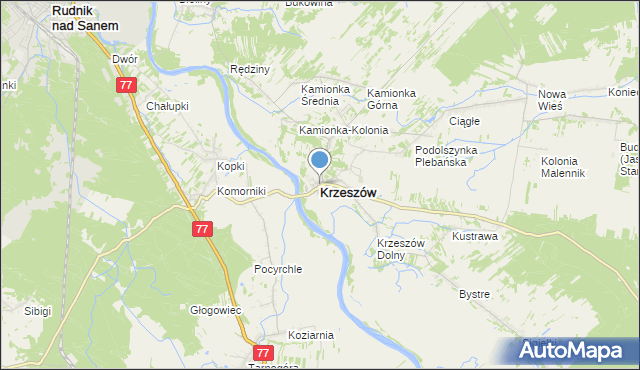 mapa Krzeszów, Krzeszów powiat niżański na mapie Targeo