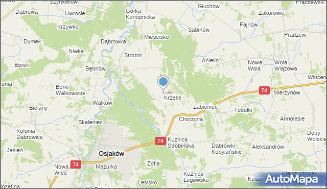 mapa Krzętle, Krzętle na mapie Targeo