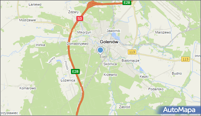 mapa Krzewno, Krzewno gmina Goleniów na mapie Targeo