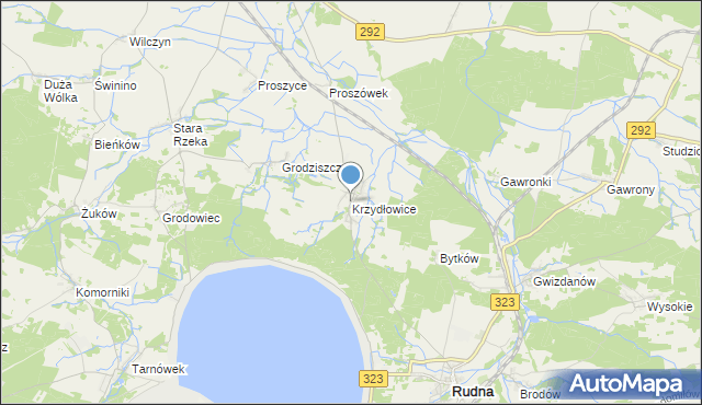 mapa Krzydłowice, Krzydłowice na mapie Targeo