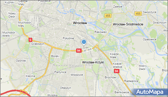 mapa Krzyki, Krzyki gmina Wrocław na mapie Targeo
