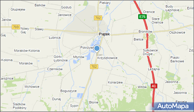 mapa Krzyszkowice, Krzyszkowice gmina Piątek na mapie Targeo