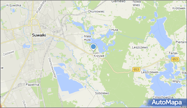 mapa Krzywe, Krzywe gmina Suwałki na mapie Targeo