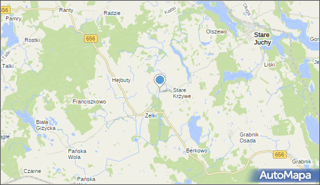 mapa Krzywe, Krzywe gmina Wydminy na mapie Targeo