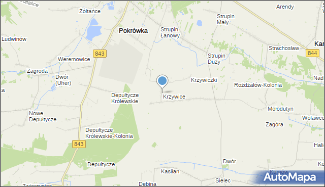 mapa Krzywice, Krzywice gmina Chełm na mapie Targeo