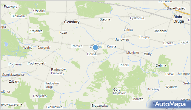 mapa Krzyż, Krzyż gmina Czastary na mapie Targeo