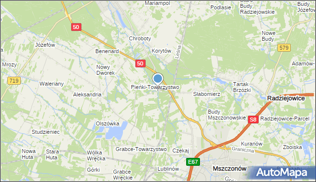 mapa Krzyżówka, Krzyżówka gmina Radziejowice na mapie Targeo