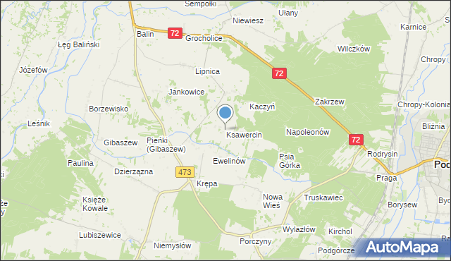 mapa Ksawercin, Ksawercin na mapie Targeo