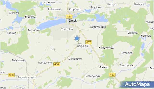 mapa Księginki, Księginki gmina Dolsk na mapie Targeo
