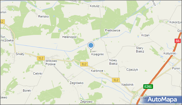 mapa Księginki, Księginki gmina Śmigiel na mapie Targeo