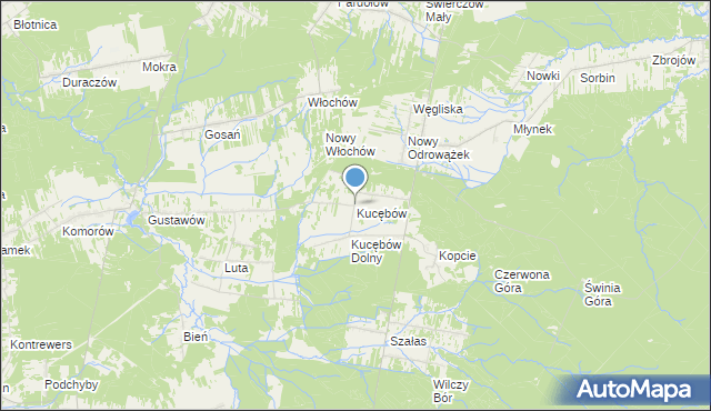 mapa Kucębów, Kucębów na mapie Targeo