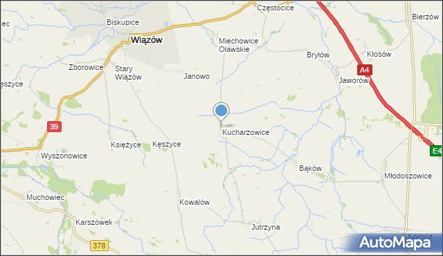 mapa Kucharzowice, Kucharzowice na mapie Targeo