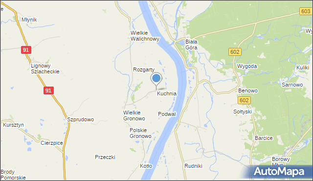 mapa Kuchnia, Kuchnia gmina Gniew na mapie Targeo