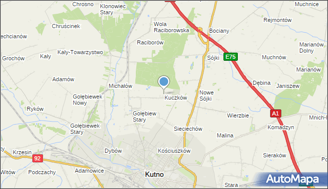 mapa Kuczków, Kuczków gmina Kutno na mapie Targeo