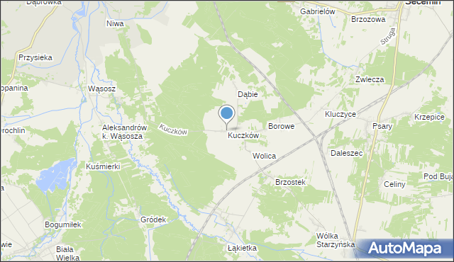 mapa Kuczków, Kuczków gmina Secemin na mapie Targeo
