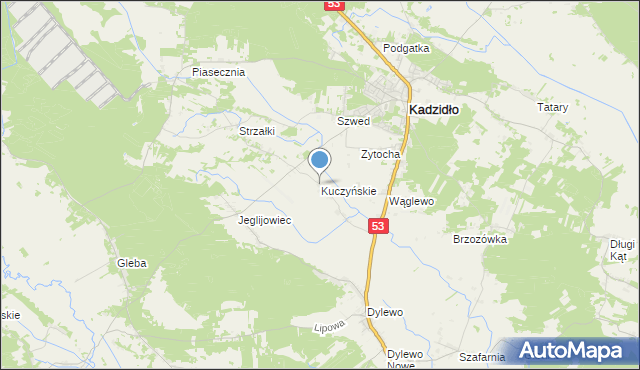 mapa Kuczyńskie, Kuczyńskie na mapie Targeo