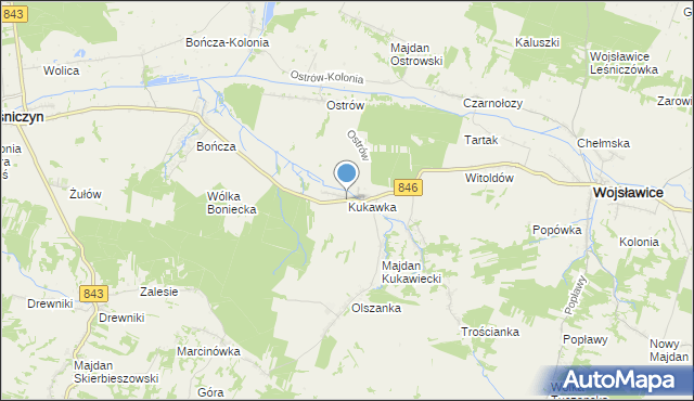 mapa Kukawka, Kukawka gmina Wojsławice na mapie Targeo