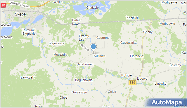 mapa Kukowo, Kukowo gmina Skępe na mapie Targeo