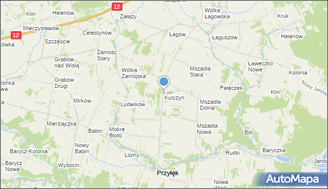 mapa Kulczyn, Kulczyn gmina Przyłęk na mapie Targeo