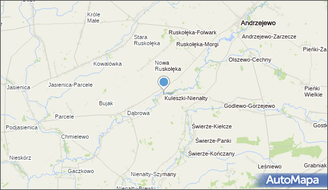 mapa Kuleszki-Nienałty, Kuleszki-Nienałty na mapie Targeo