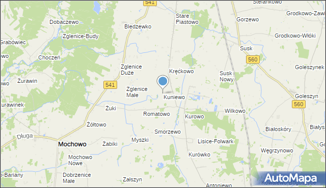 mapa Kuniewo, Kuniewo na mapie Targeo
