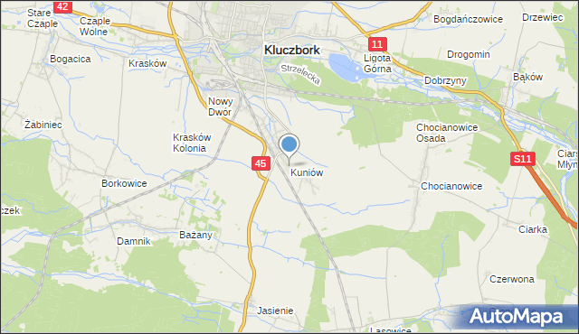 mapa Kuniów, Kuniów na mapie Targeo
