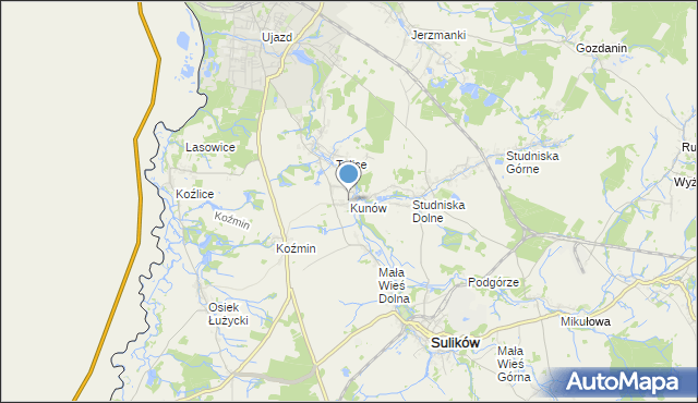 mapa Kunów, Kunów gmina Zgorzelec na mapie Targeo