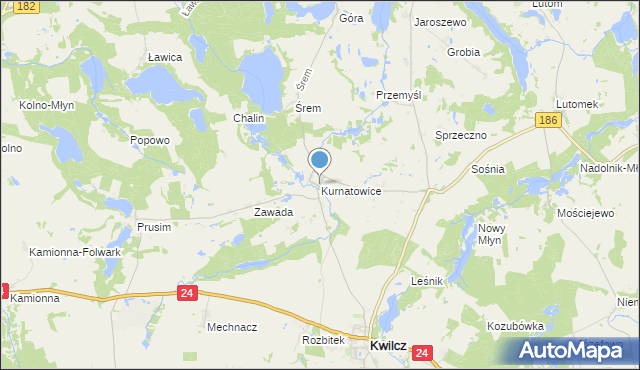 mapa Kurnatowice, Kurnatowice na mapie Targeo