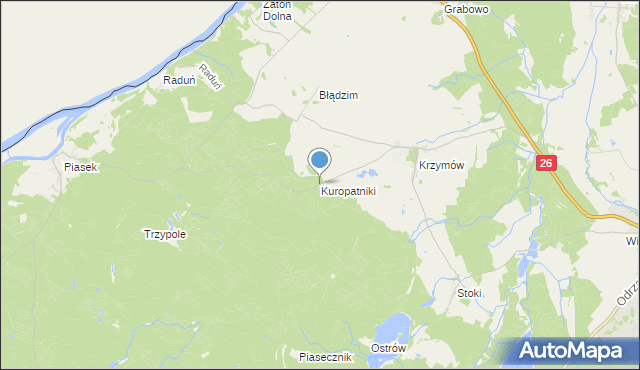 mapa Kuropatniki, Kuropatniki na mapie Targeo