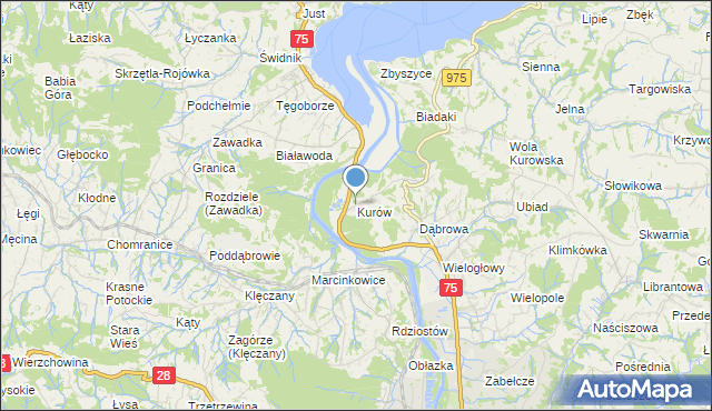 mapa Kurów, Kurów gmina Chełmiec na mapie Targeo