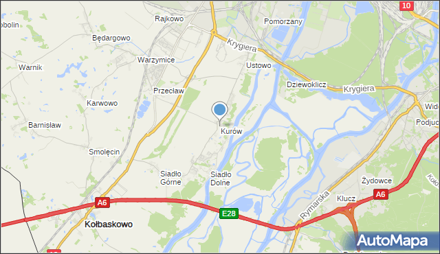 mapa Kurów, Kurów gmina Kołbaskowo na mapie Targeo