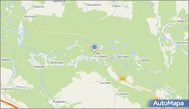 mapa Kurówko, Kurówko gmina Bobolice na mapie Targeo