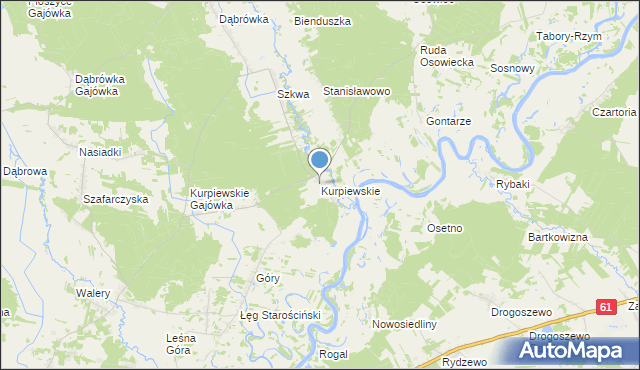 mapa Kurpiewskie, Kurpiewskie na mapie Targeo