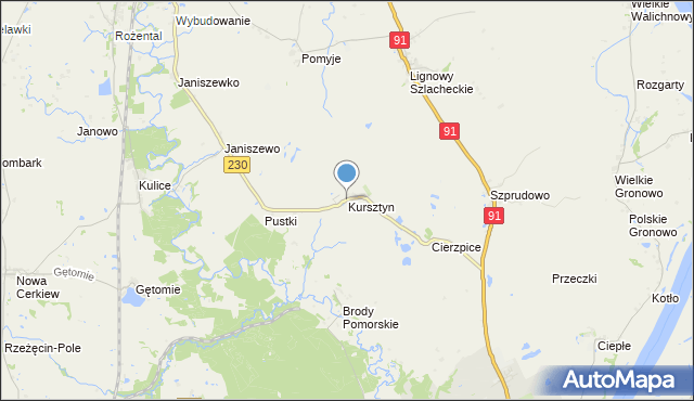 mapa Kursztyn, Kursztyn na mapie Targeo