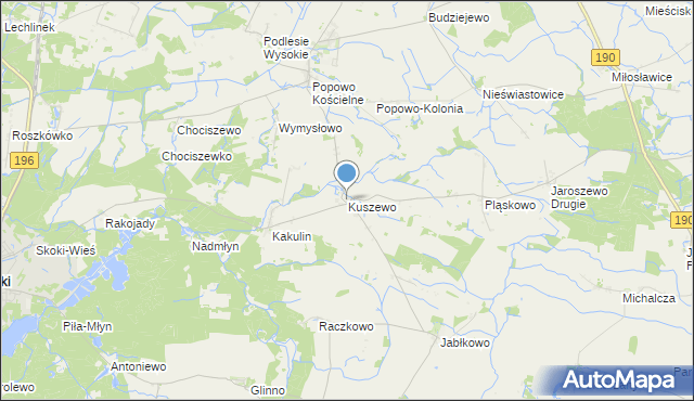 mapa Kuszewo, Kuszewo gmina Skoki na mapie Targeo