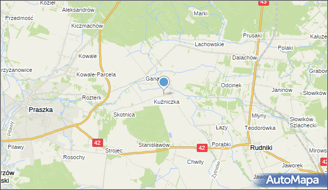 mapa Kuźnica, Kuźnica gmina Rudniki na mapie Targeo