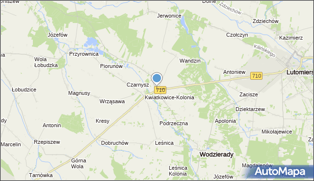 mapa Kwiatkowice, Kwiatkowice gmina Wodzierady na mapie Targeo