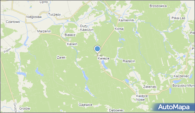 mapa Kwiejce, Kwiejce na mapie Targeo