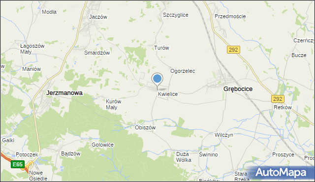 mapa Kwielice, Kwielice na mapie Targeo