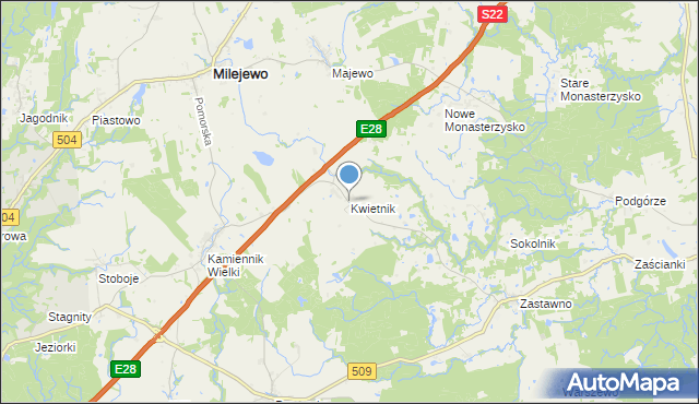 mapa Kwietnik, Kwietnik na mapie Targeo