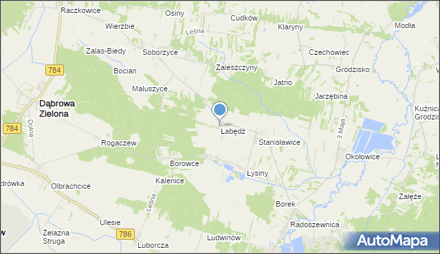 mapa Łabędź, Łabędź gmina Koniecpol na mapie Targeo